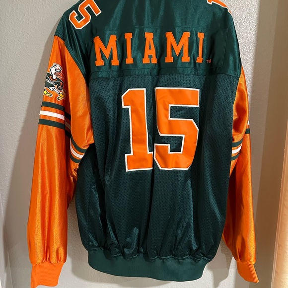 Vintage Miami  Florida Hurricanes patched   reversible jacket size L nwot - Picture 3 of 11